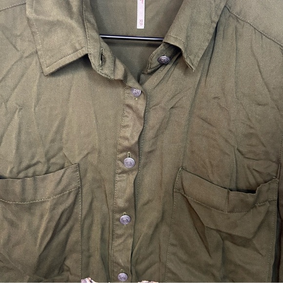 Free People Welcome to the Jungle Tunic Top in Green, Tan, Black, Size XS - Picture 5 of 11